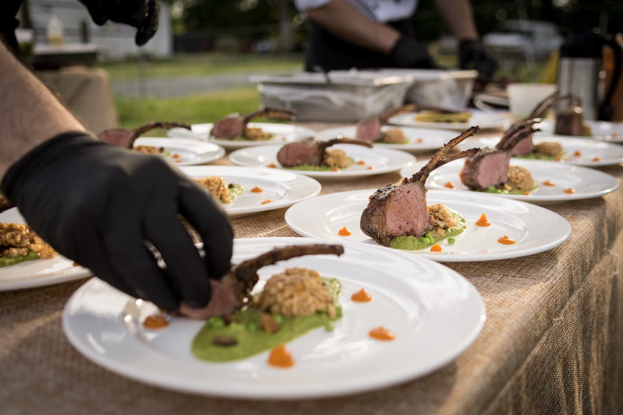 dishes being plated